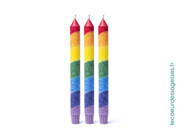 Bougie Cierge Arc en ciel - Le coeur des sagesses