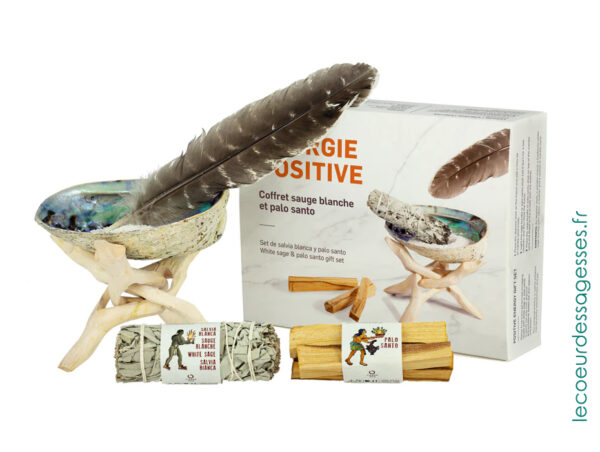 Set Énergie Positive – Coffret rituel avec sauge blanche et encens aromatique
